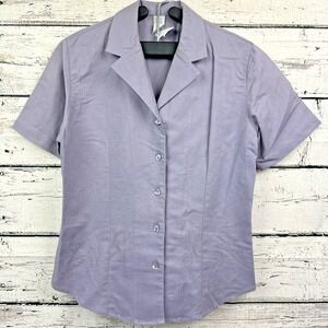 Lands' End‎ Women's Contour Fit Purple Button-Up S/S Blouse  [Size 8]